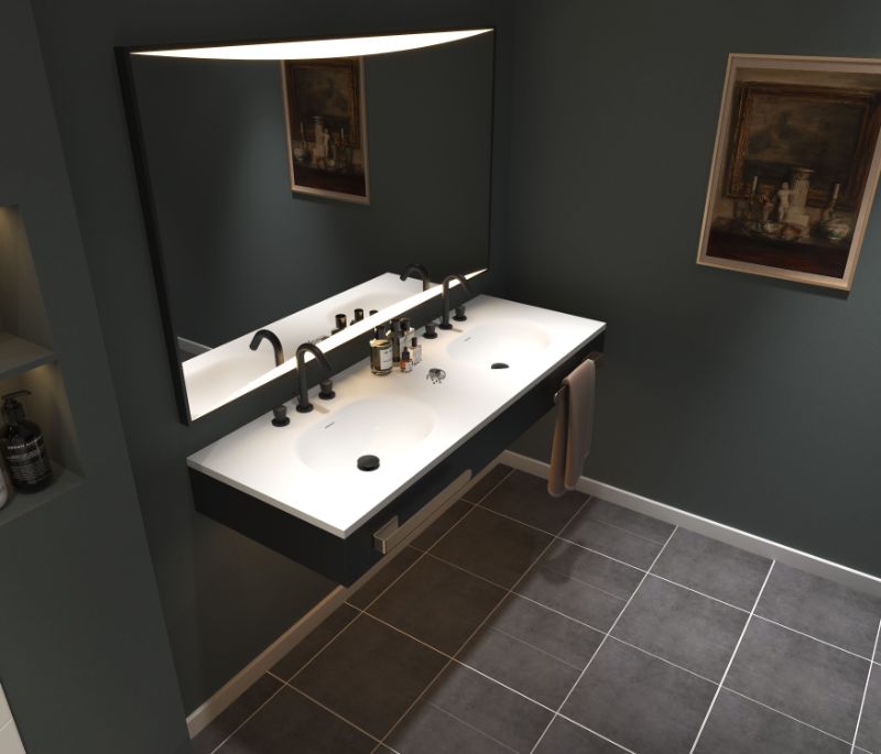 Slim Standard Vanity Top - Oval & Flow Sink