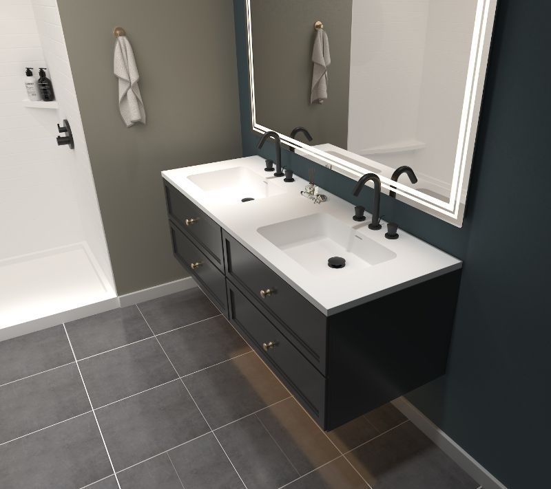 Slim Standard Vanity Top - Square Sink